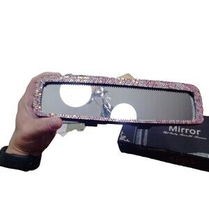 Bling Rhinestone Car Rear View Mirror with Crystal Diamonds (Rainbow)